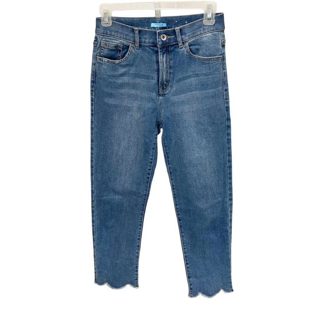J.‎ McLaughlin Light Wash Scalloped Hem Jeans Preppy - Women's Size 2